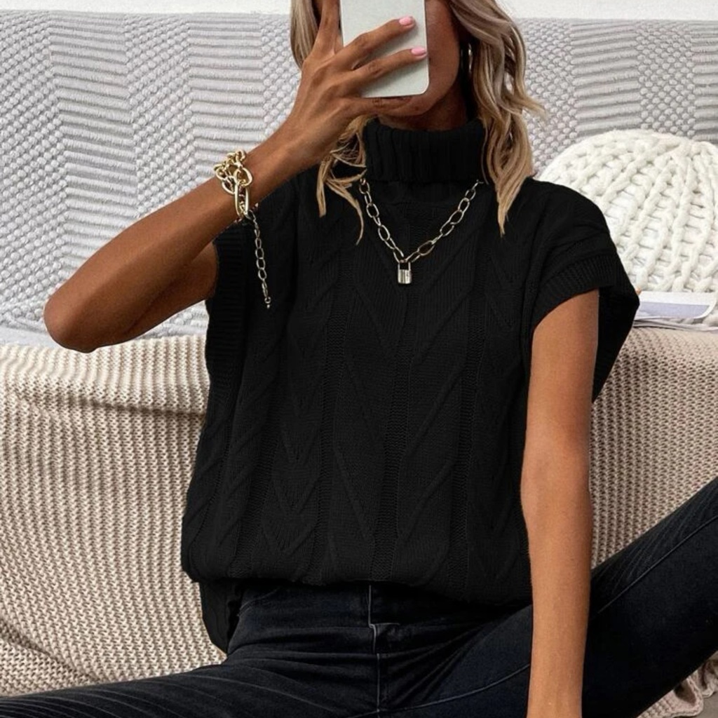 Nwt-Unity Solid Turtleneck Knit Top